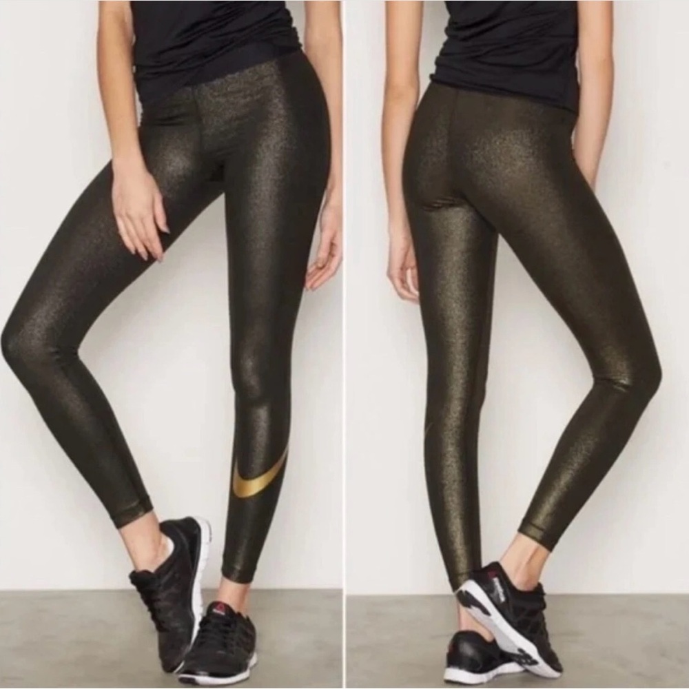 Nike Black and Gold Leggings
